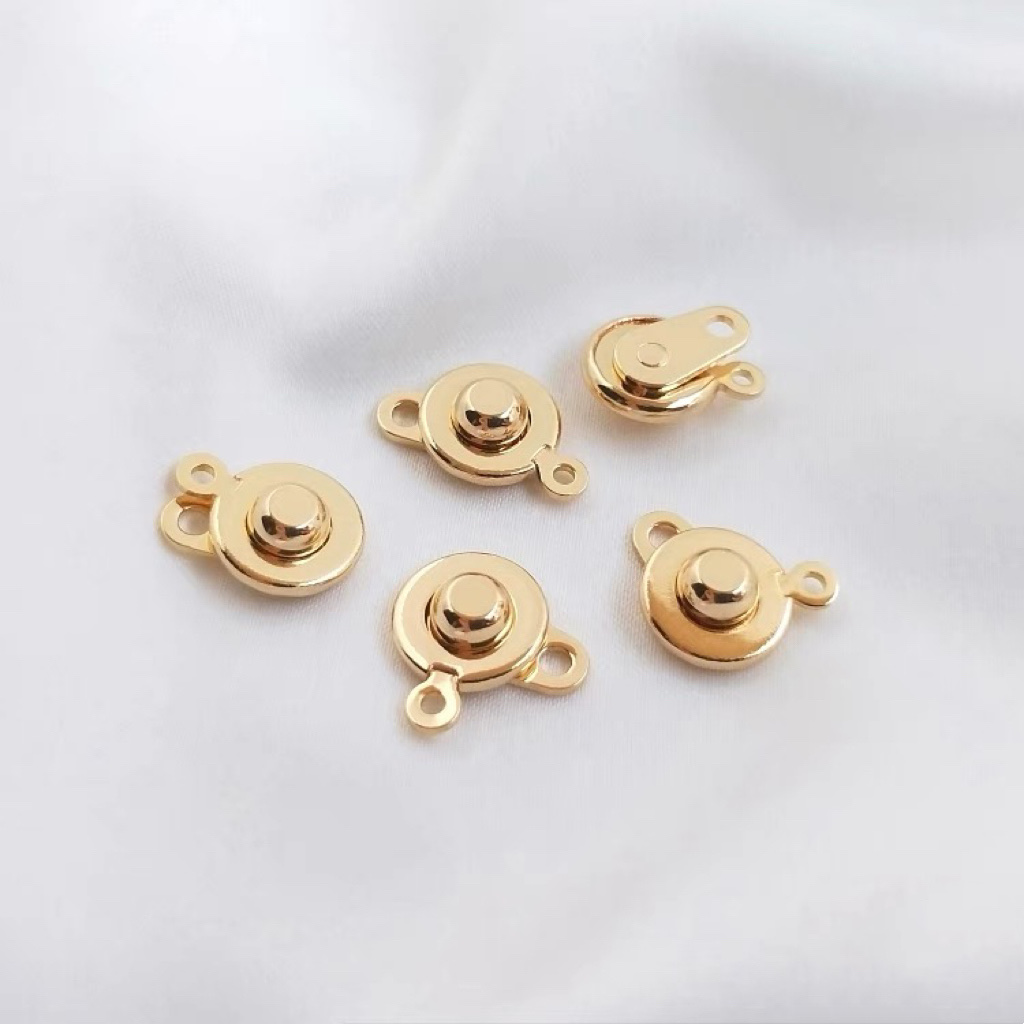 Copper-plated 18K real gold high color retention snap 8mm bracelet necklace accessory in three colors details Picture