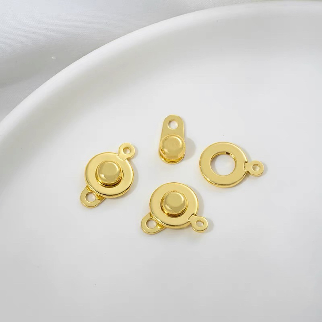 Copper-plated 18K real gold high color retention snap 8mm bracelet necklace accessory in three colors Item Picture