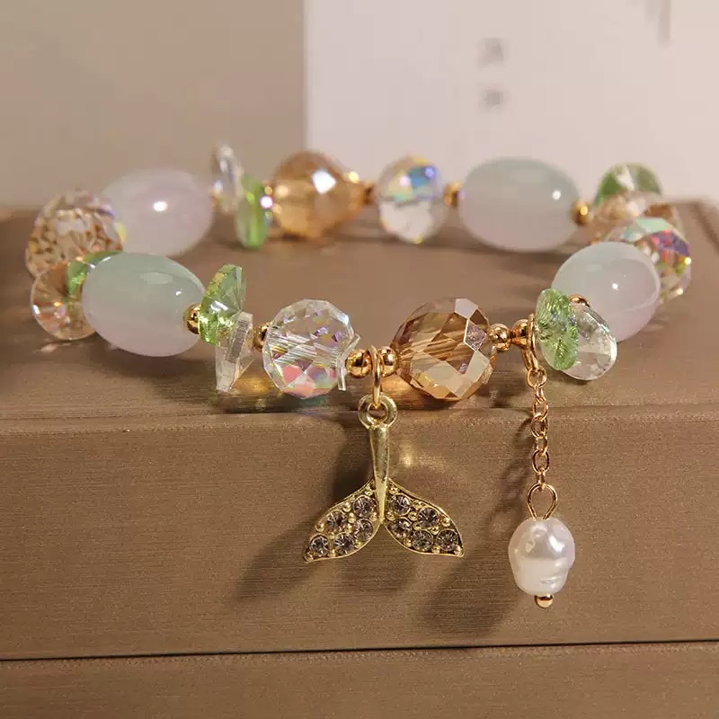 韩版可爱鱼尾儿童手链女网红闺蜜学生手环简约森系小女孩水晶手串 详情图2