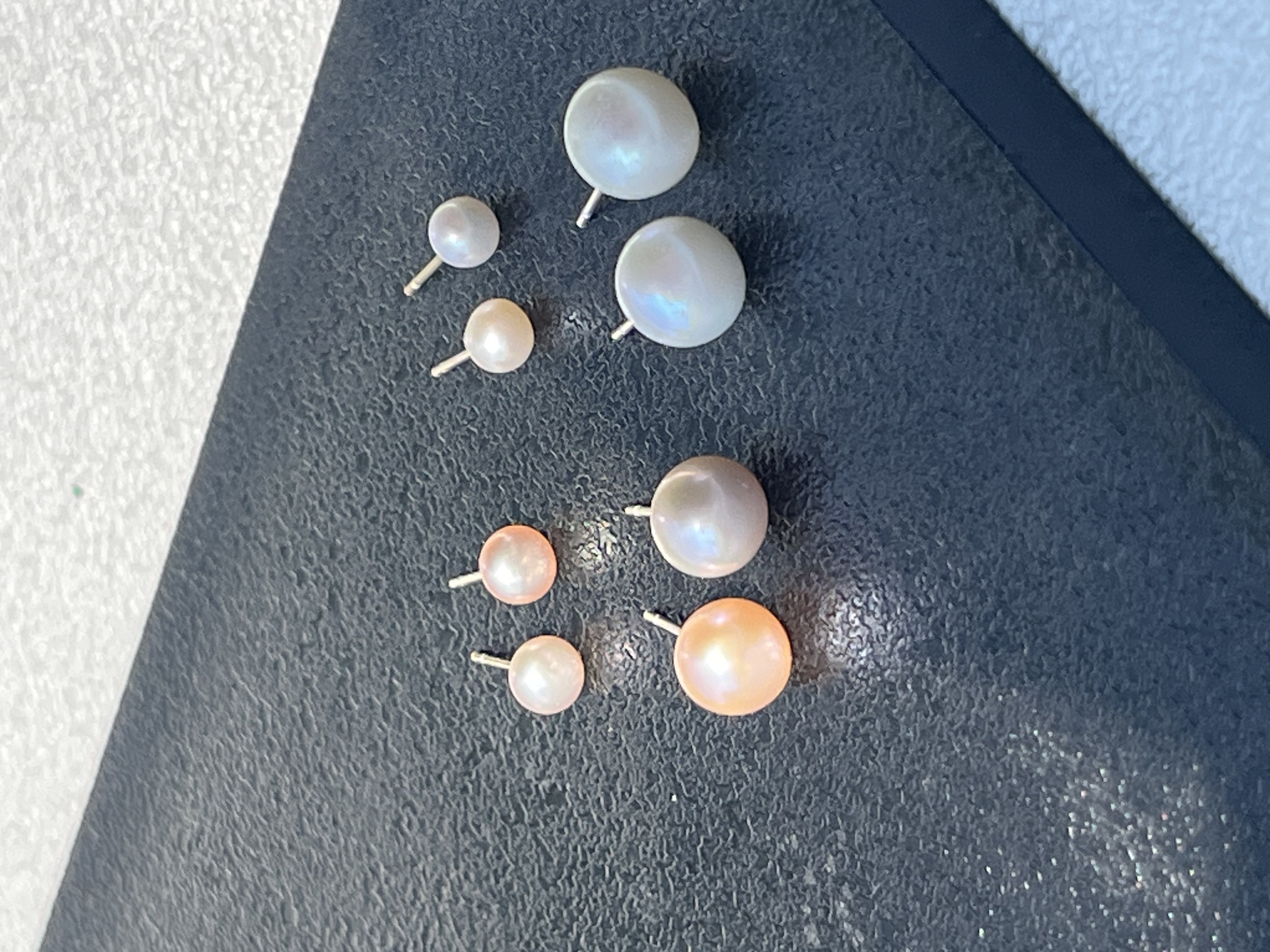 Yunyi Shijia Freshwater Pearl Stud Set, colorful natural pearls, white combination accessories, earrings, pearl earrings details Picture