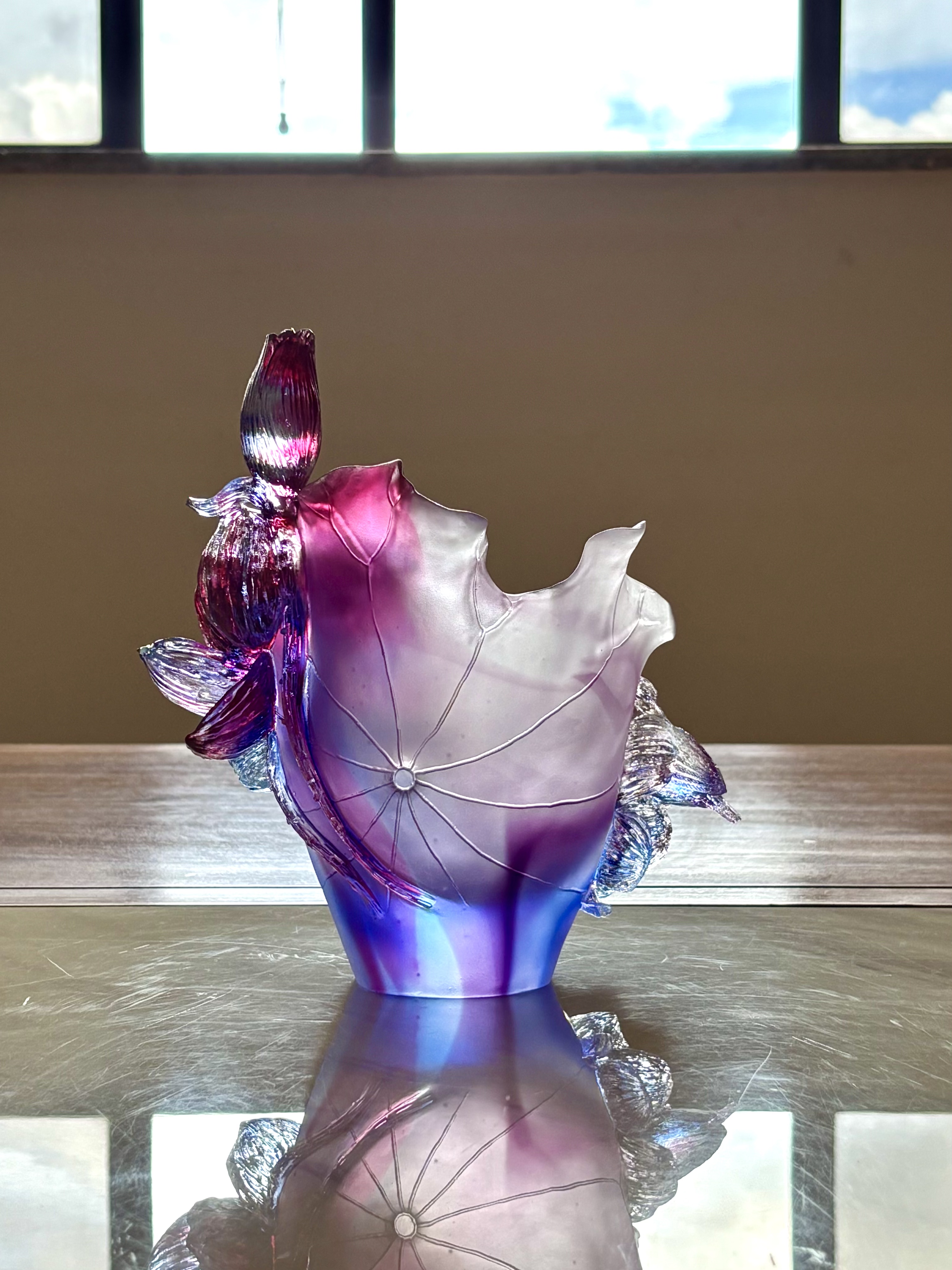 古法琉璃 琉璃摆件 咏荷家居摆件 礼品 工艺品细节图