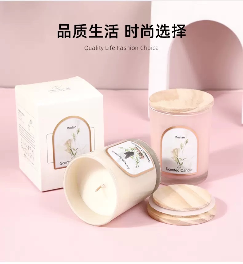 Wholesale and customization of wooden LIDS, colored glass cups, scented candles, household scented candle ornaments, wedding souvenirs, cross-border detail image 1