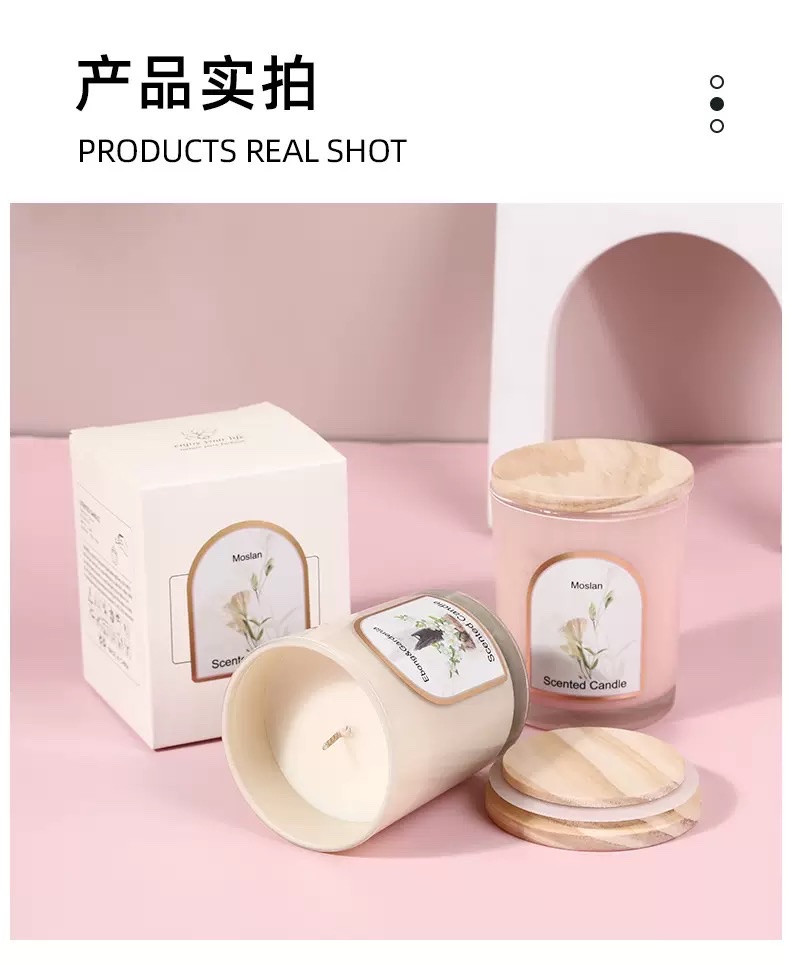 Wholesale and customization of wooden LIDS, colored glass cups, scented candles, household scented candle ornaments, wedding souvenirs, cross-border detail image 7