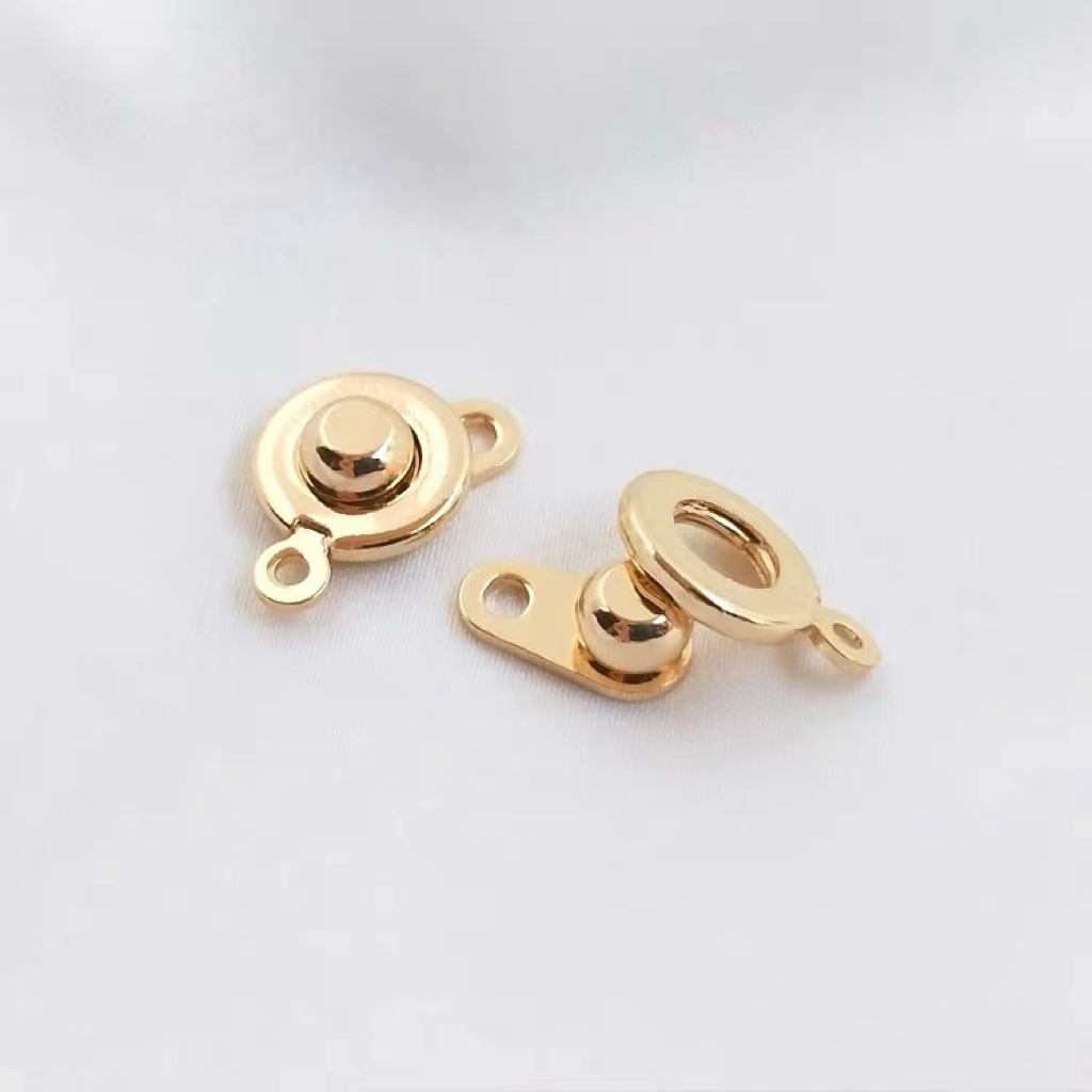 Copper-plated 18K real gold high color retention snap 8mm bracelet necklace accessory in three colors detail image 4