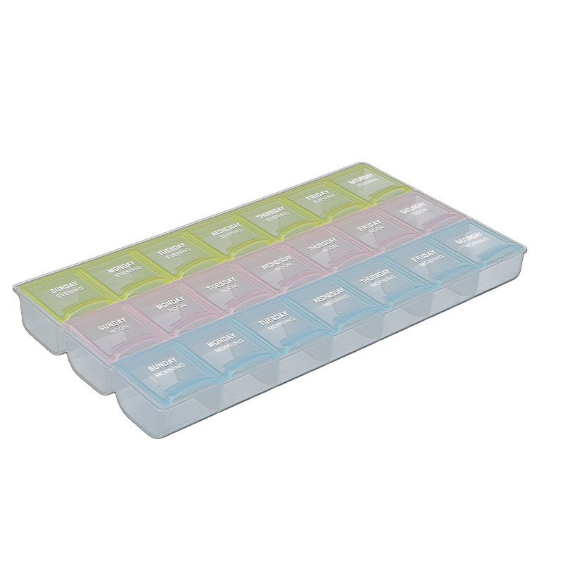 工厂现货 3排分格收纳盒分钻盒21格有字药盒收纳盒透明塑料收纳盒 