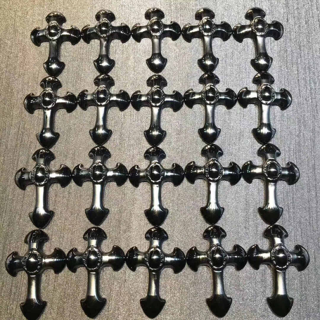 Natural obsidian cross details Picture