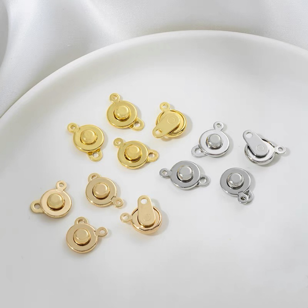 Copper-plated 18K real gold high color retention snap 8mm bracelet necklace accessory in three colors