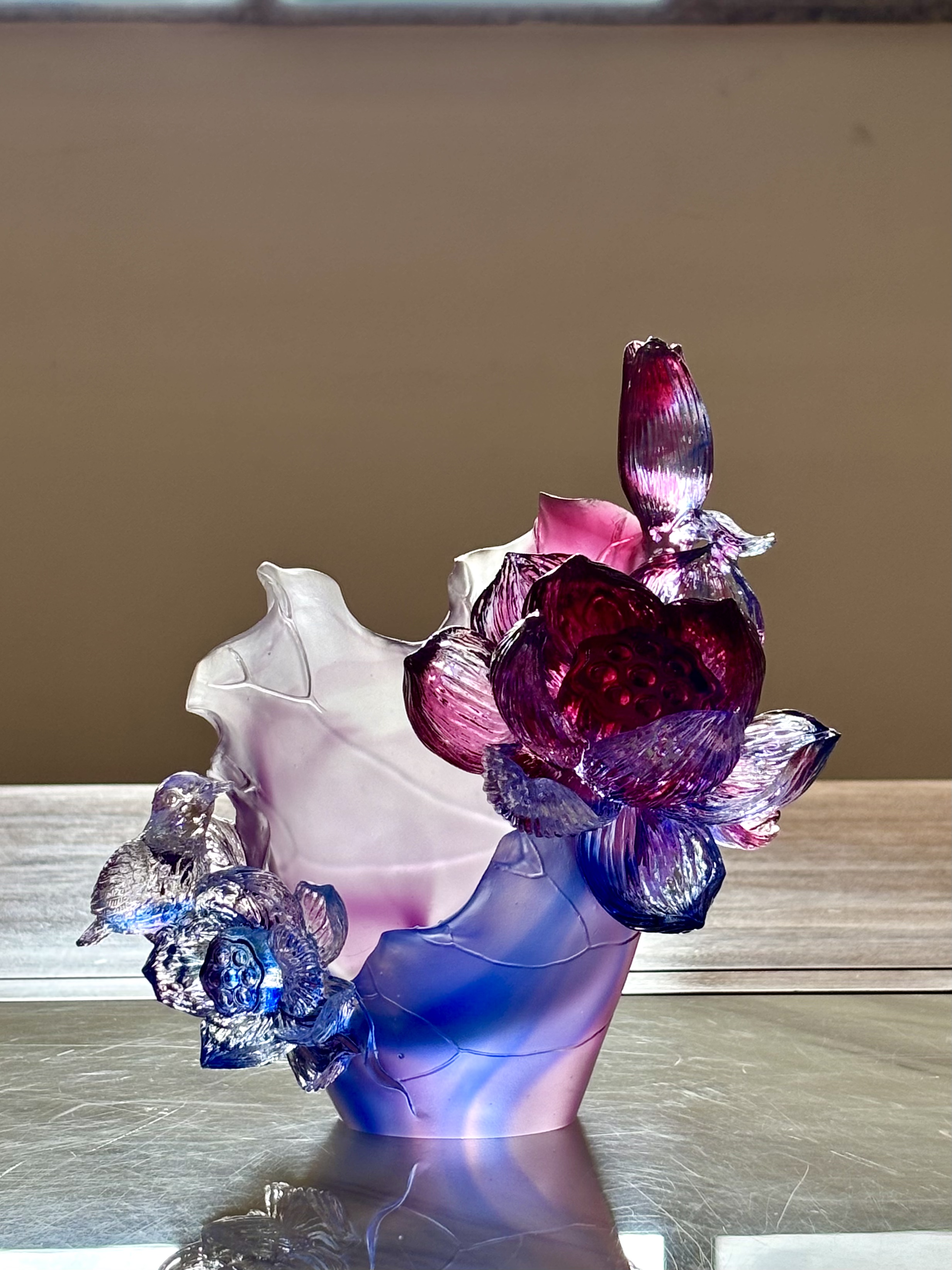 古法琉璃 琉璃摆件 咏荷家居摆件 礼品 工艺品