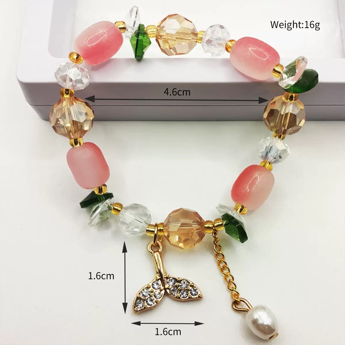 韩版可爱鱼尾儿童手链女网红闺蜜学生手环简约森系小女孩水晶手串 产品图