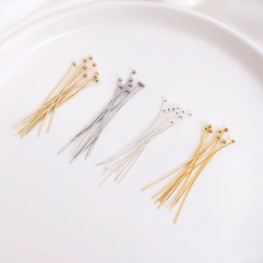 Copper-plated 18K real gold high color retention ball needle, 30mm, three colors detail image 2