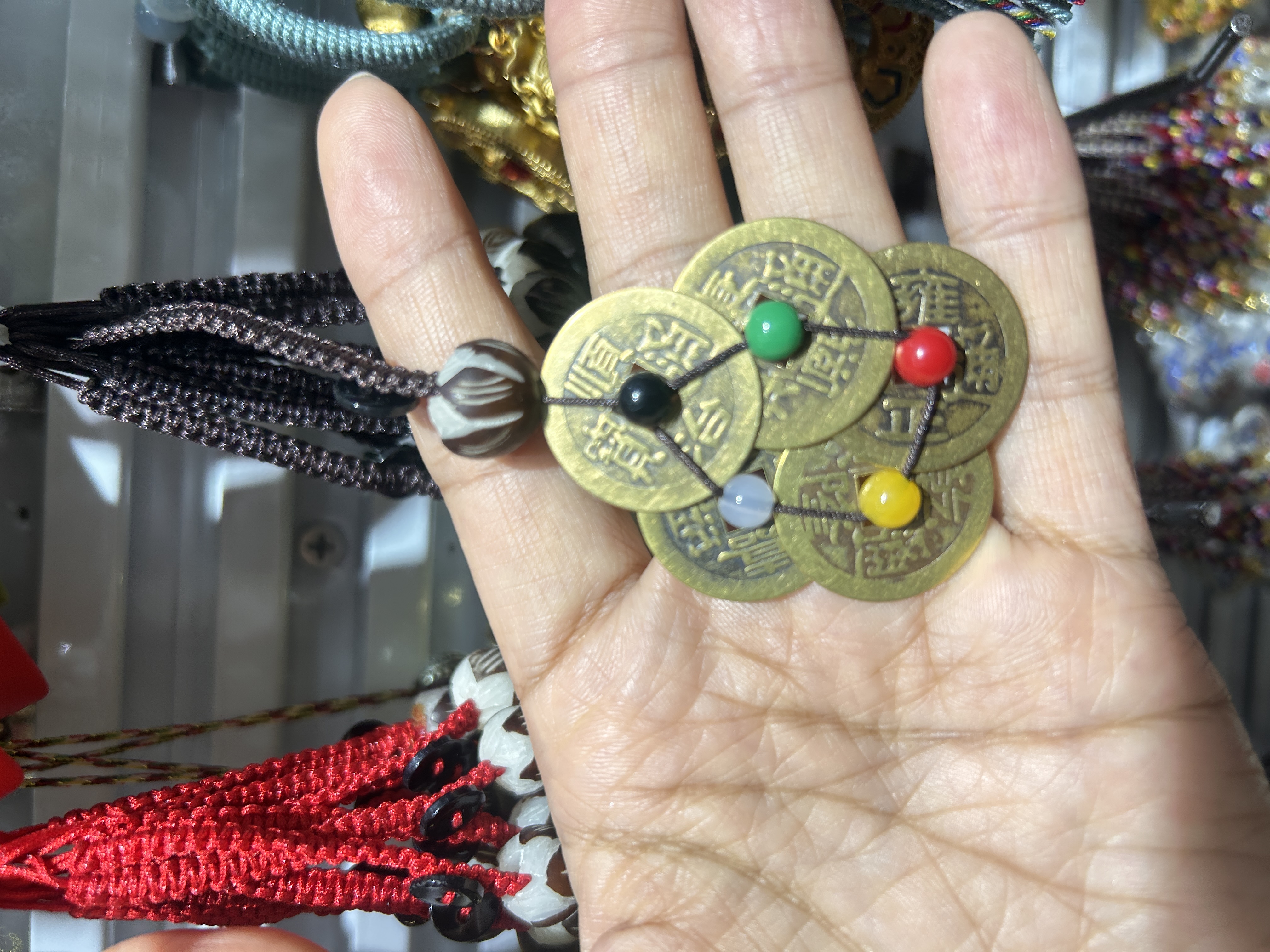 五帝铜钱五行五帝莲花菩提钥匙扣