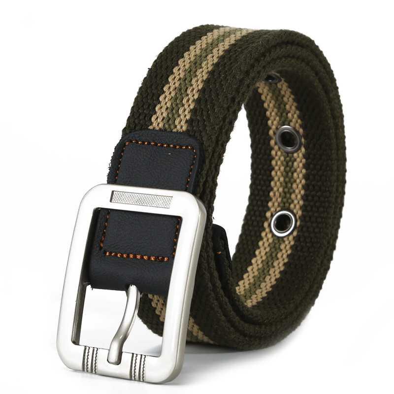 吕龙编织热销帆布腰带男女通用青年百搭韩版针扣编织裤腰带
