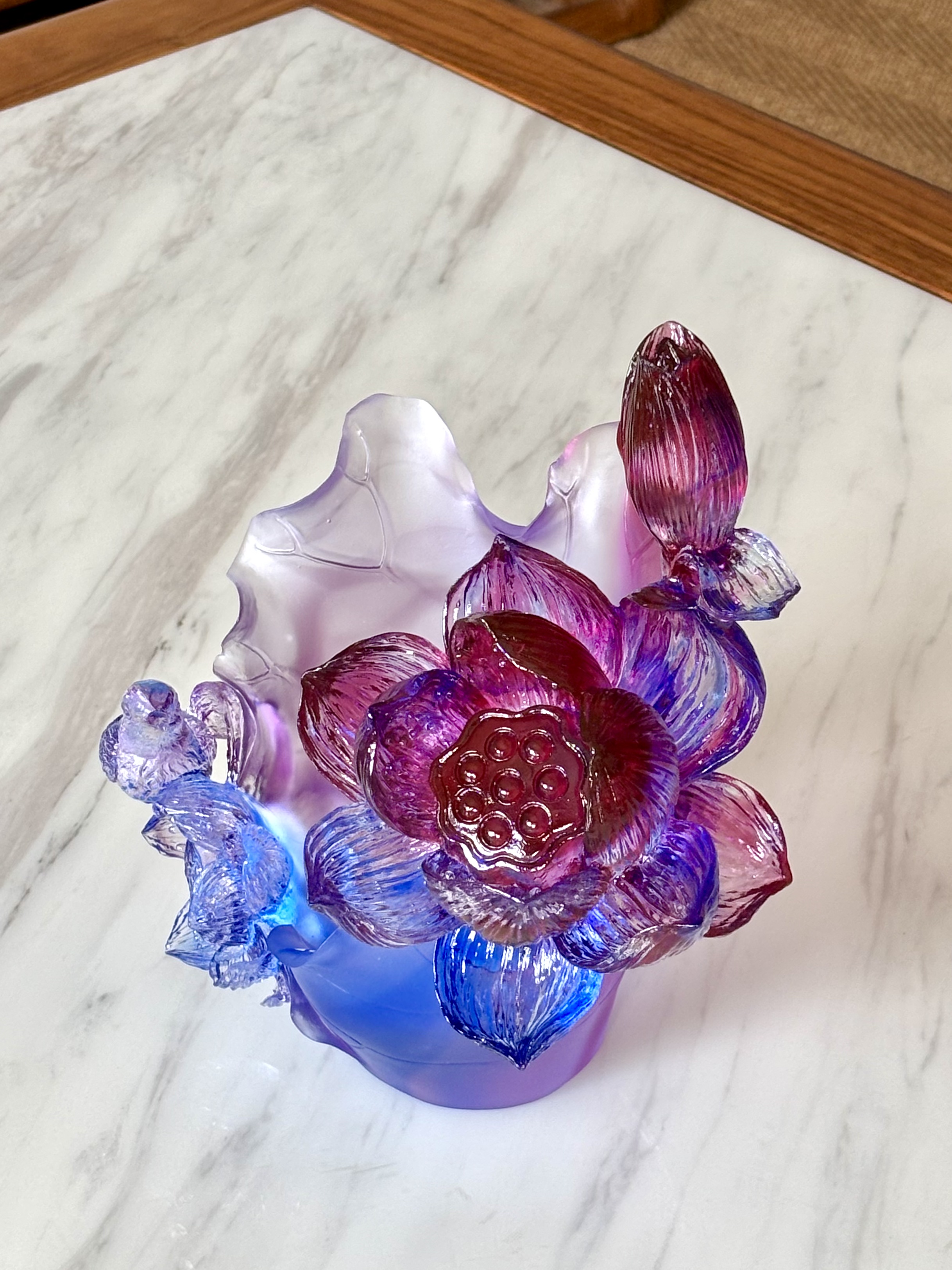 古法琉璃 琉璃摆件 咏荷家居摆件 礼品 工艺品白底实物图