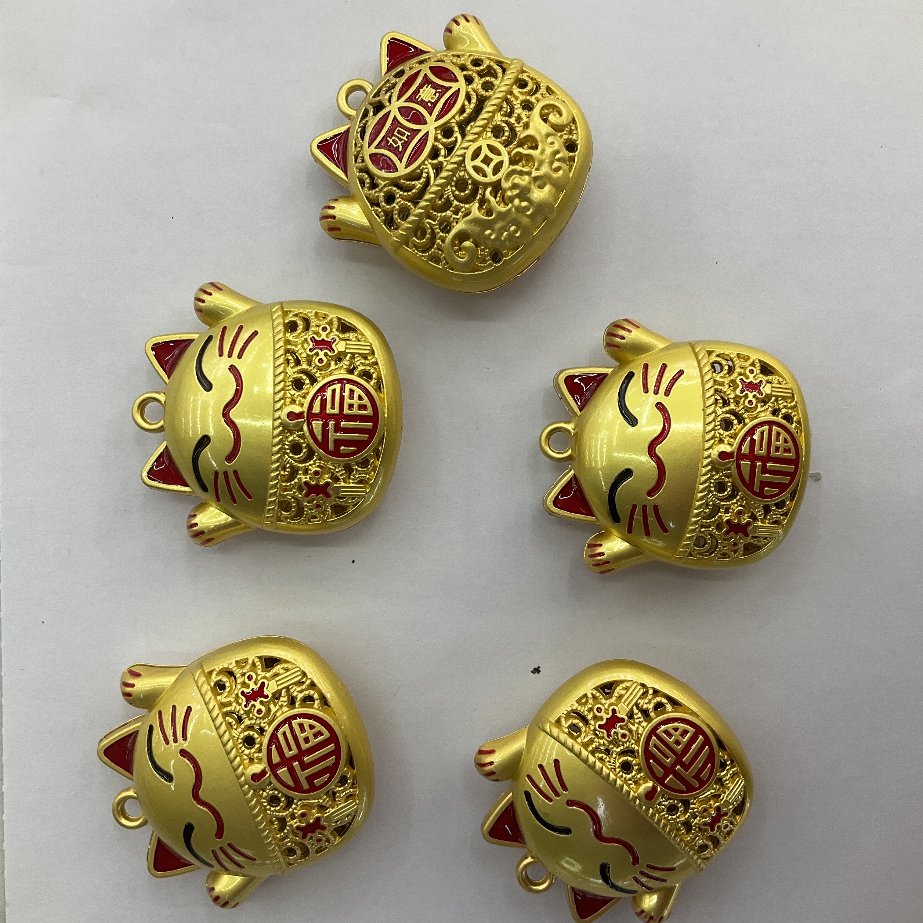古法金沙金招财猫项链饰品DIY配件