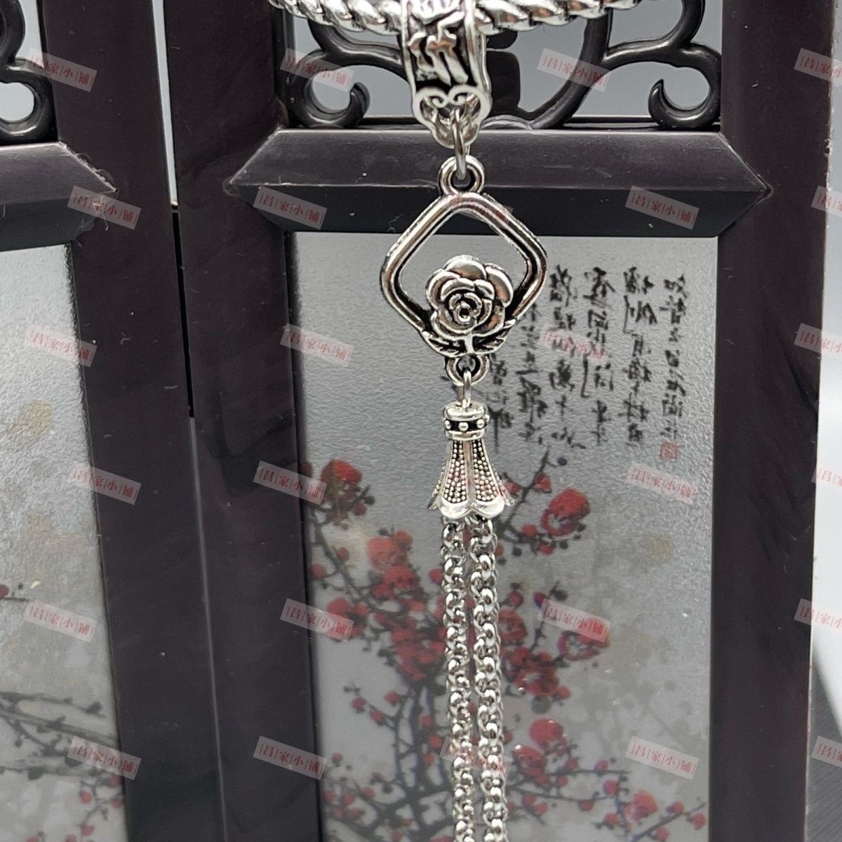 合金 diy饰品窗花双吊 吊坠发簪复古手链材料项链镂空花朵串珠白底实物图