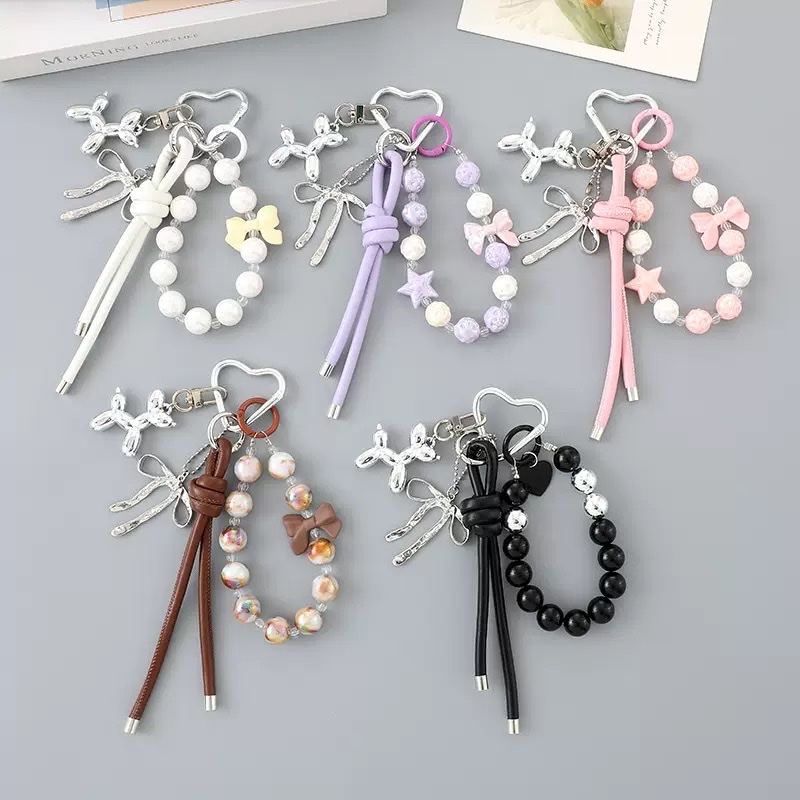 创意新款亚克力串珠皮绳挂件包包挂饰装饰品手机壳钥匙扣挂件配饰