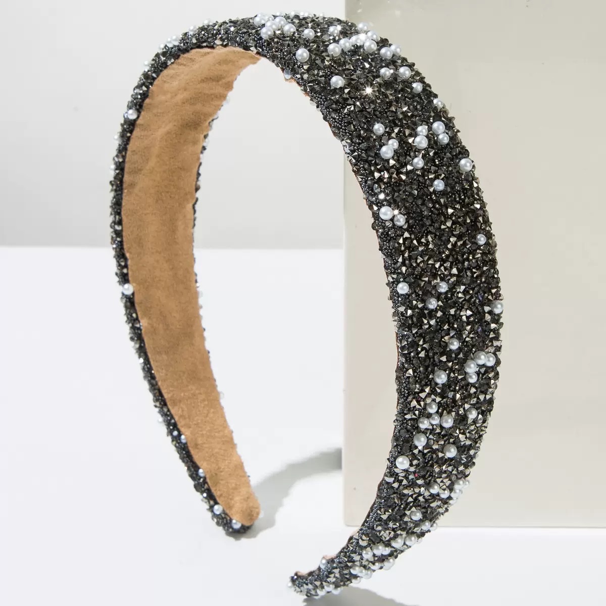 Cross-border new color hair band, pearl full diamond Korean-style super shiny light luxury water diamond headband, niche high-end hair accessory, women's hair band, pearl headband, headband, headband headaccessory detail image 4