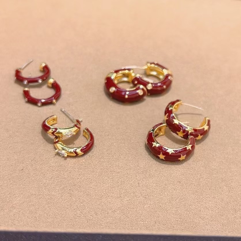 2026红，过年过节婚礼耳饰韩版时尚简约纯色简约复古