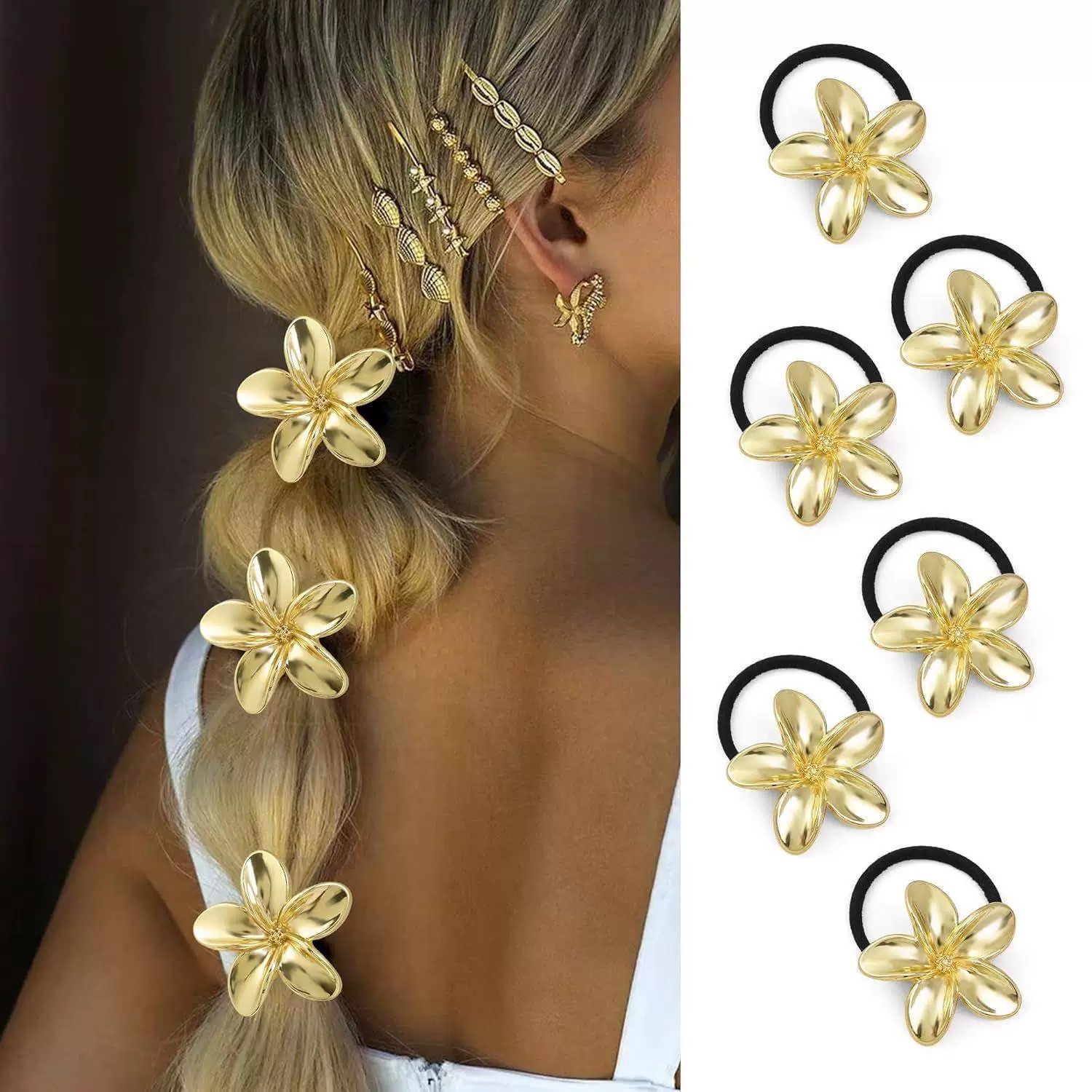 2025 New style metal bow hair tie, rubber band hair band, women's hair tie, headwear, high-end feel, gold and silver detail image 1