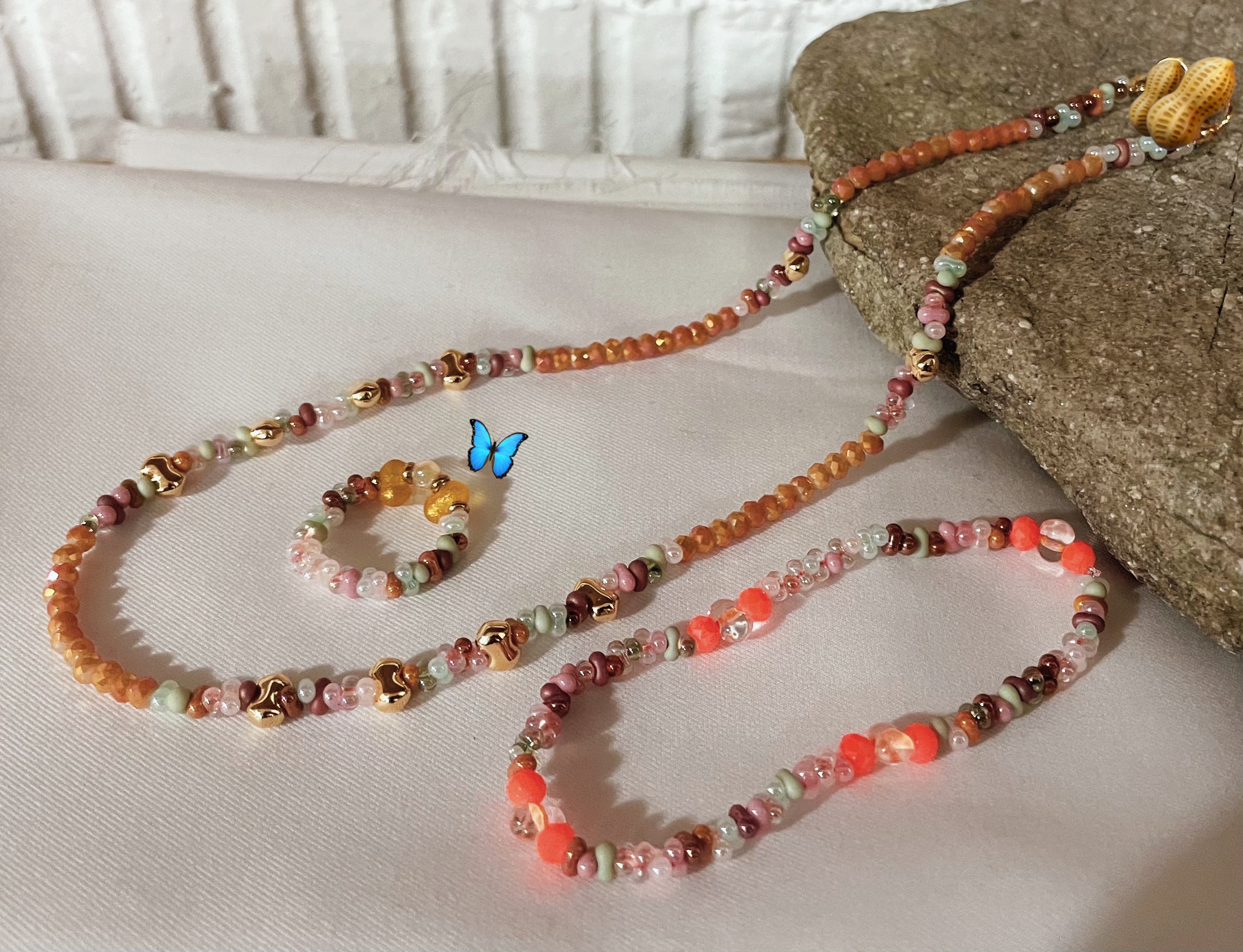 锆石套链/水晶锆石套链/戒指/套链/首饰套装白底实物图