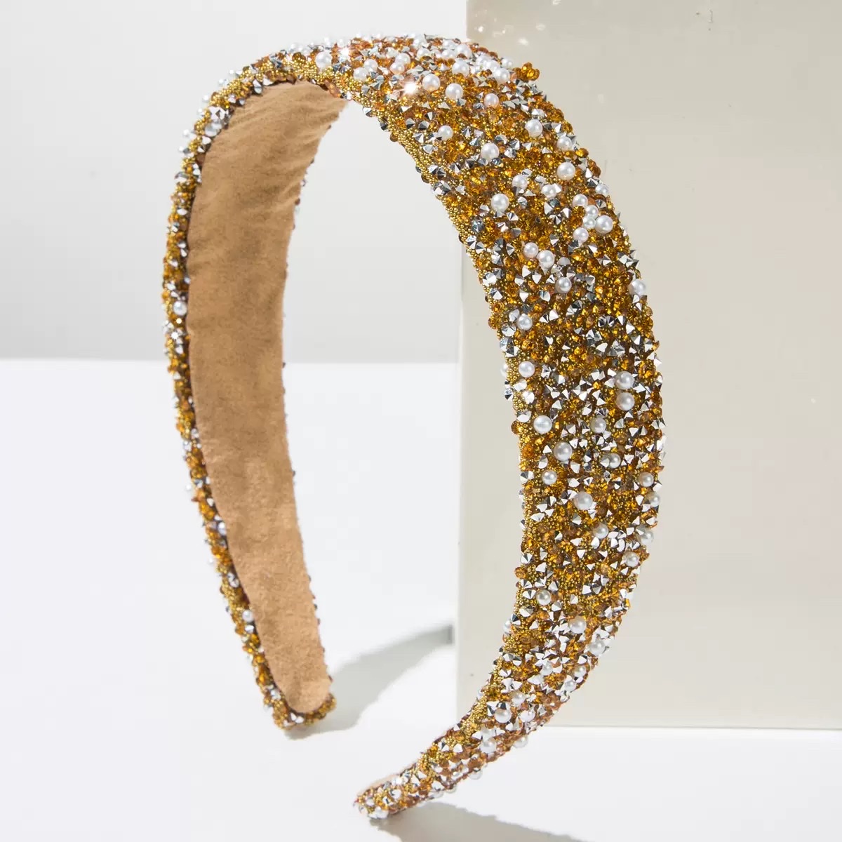 Cross-border new color hair band, pearl full diamond Korean-style super shiny light luxury water diamond headband, niche high-end hair accessory, women's hair band, pearl headband, headband, headband headaccessory detail image 6