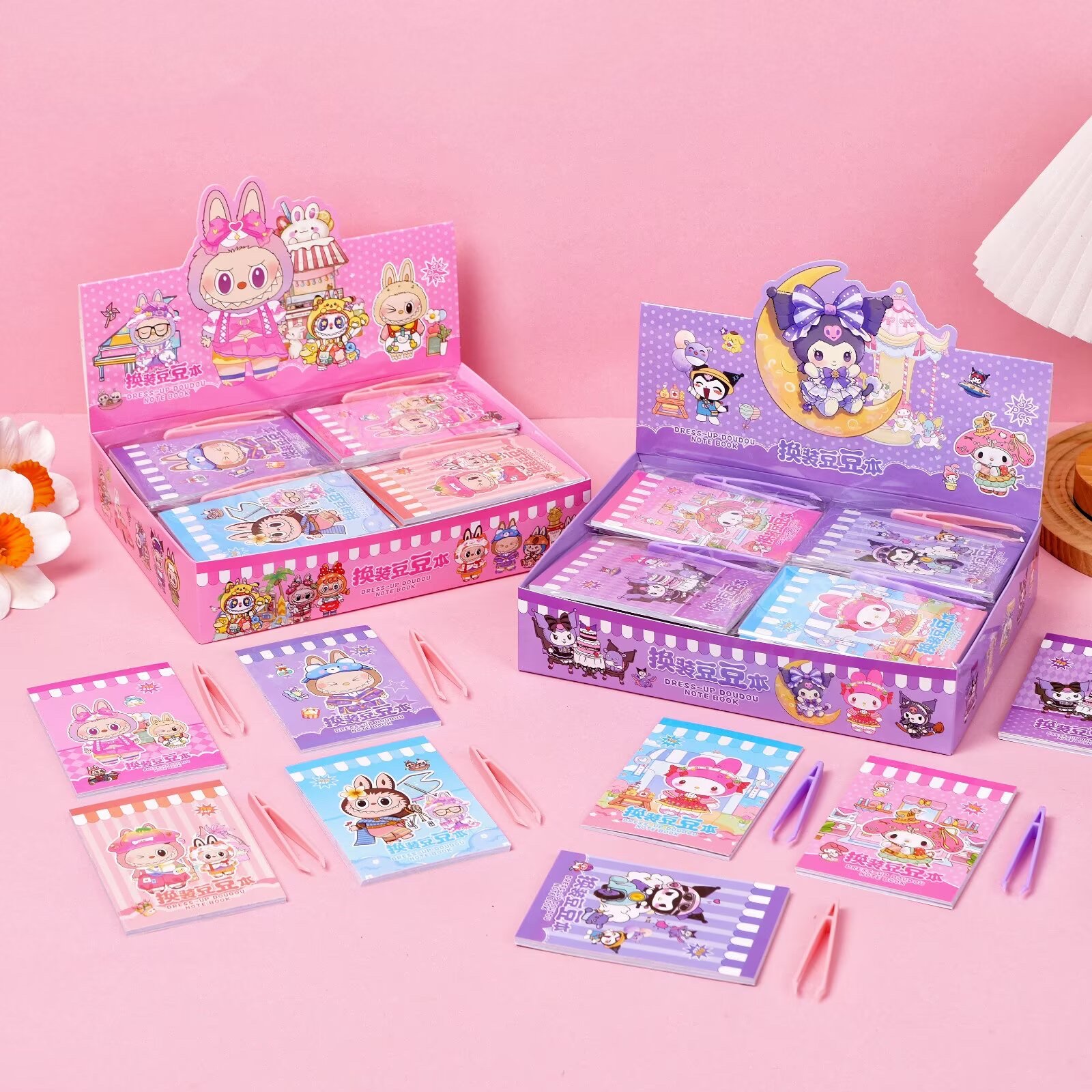 儿童换装豆豆本涂色穿衣打扮本子卡通贴纸换装小可爱自粘本SS-215