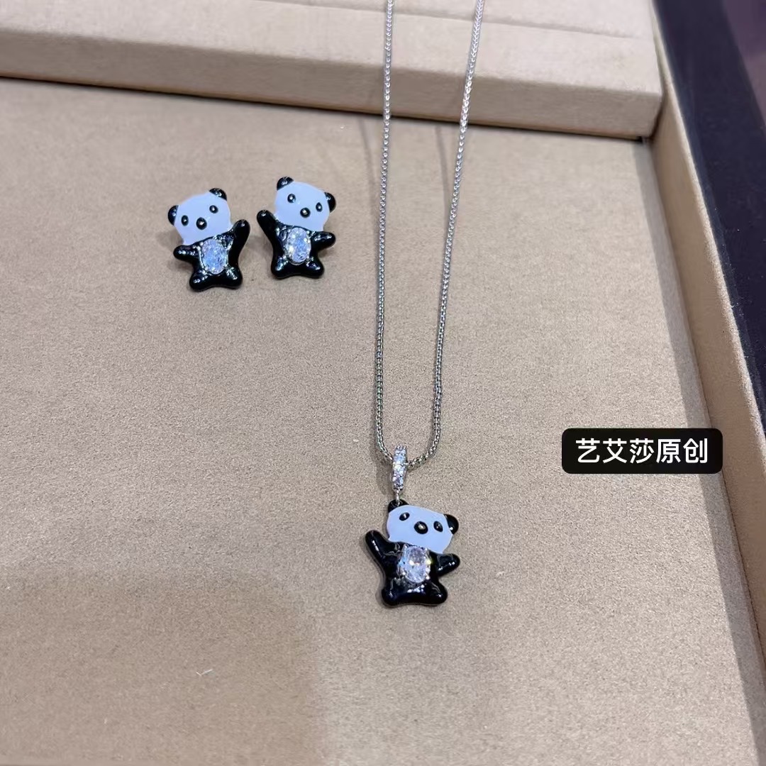 Panda 🐼 trendy casual entertainment earrings necklace Specification image