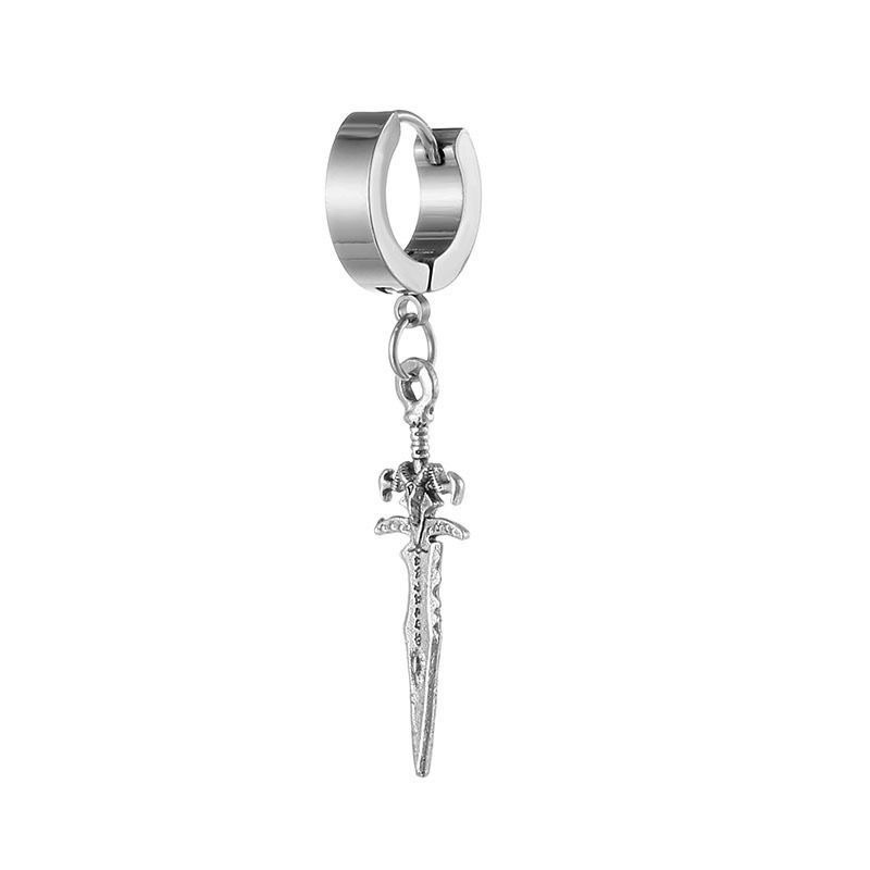 Cross sword earrings, men's trendy hip-hop dark street stud earrings, single trendy men's long earrings, cold style individual accessories, stud earrings Application Scenario