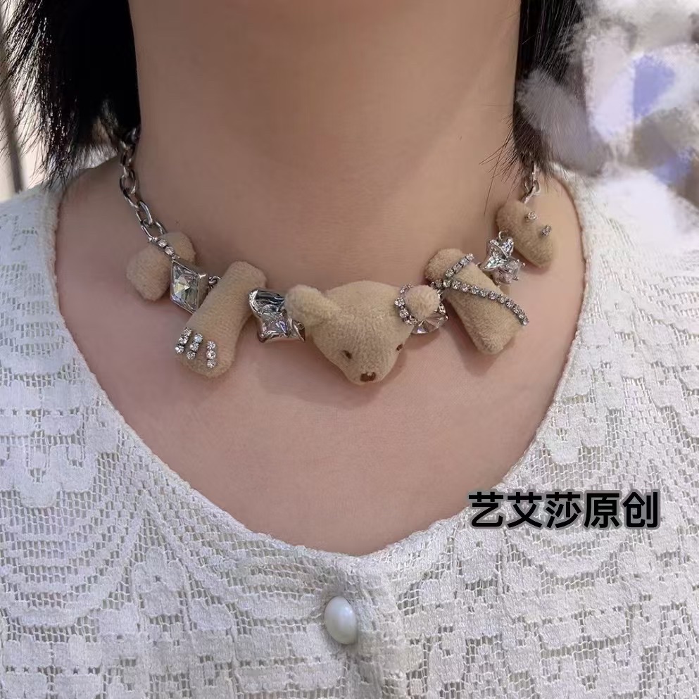 love小熊毛绒生日礼物流行时尚项链服装配件白底实物图