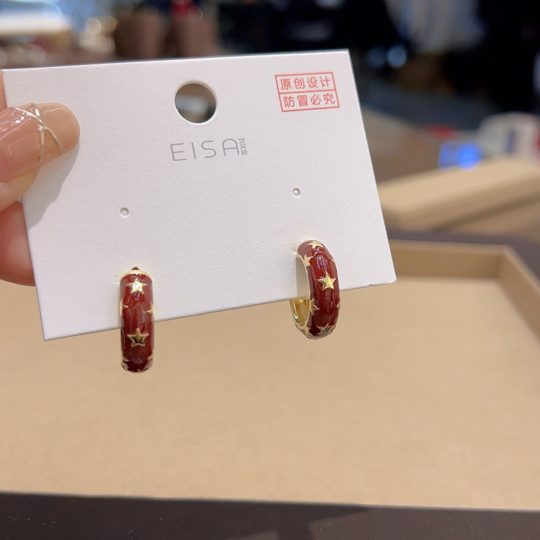 2026红，过年过节婚礼耳饰韩版时尚简约纯色简约复古细节图