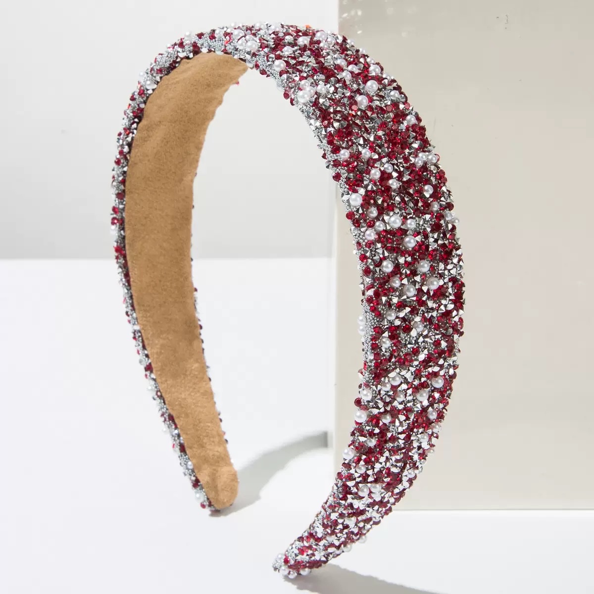 Cross-border new color hair band, pearl full diamond Korean-style super shiny light luxury water diamond headband, niche high-end hair accessory, women's hair band, pearl headband, headband, headband headaccessory detail image 7