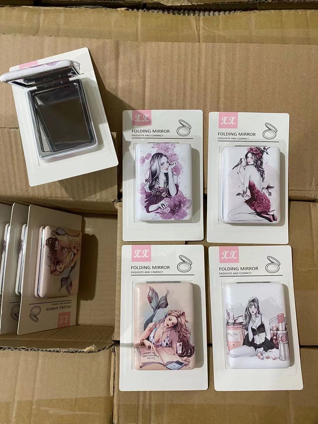 PU折叠便携化妆镜口袋镜子便携镜子化妆镜镜子小巧便携式折叠镜子女款男款详情图7