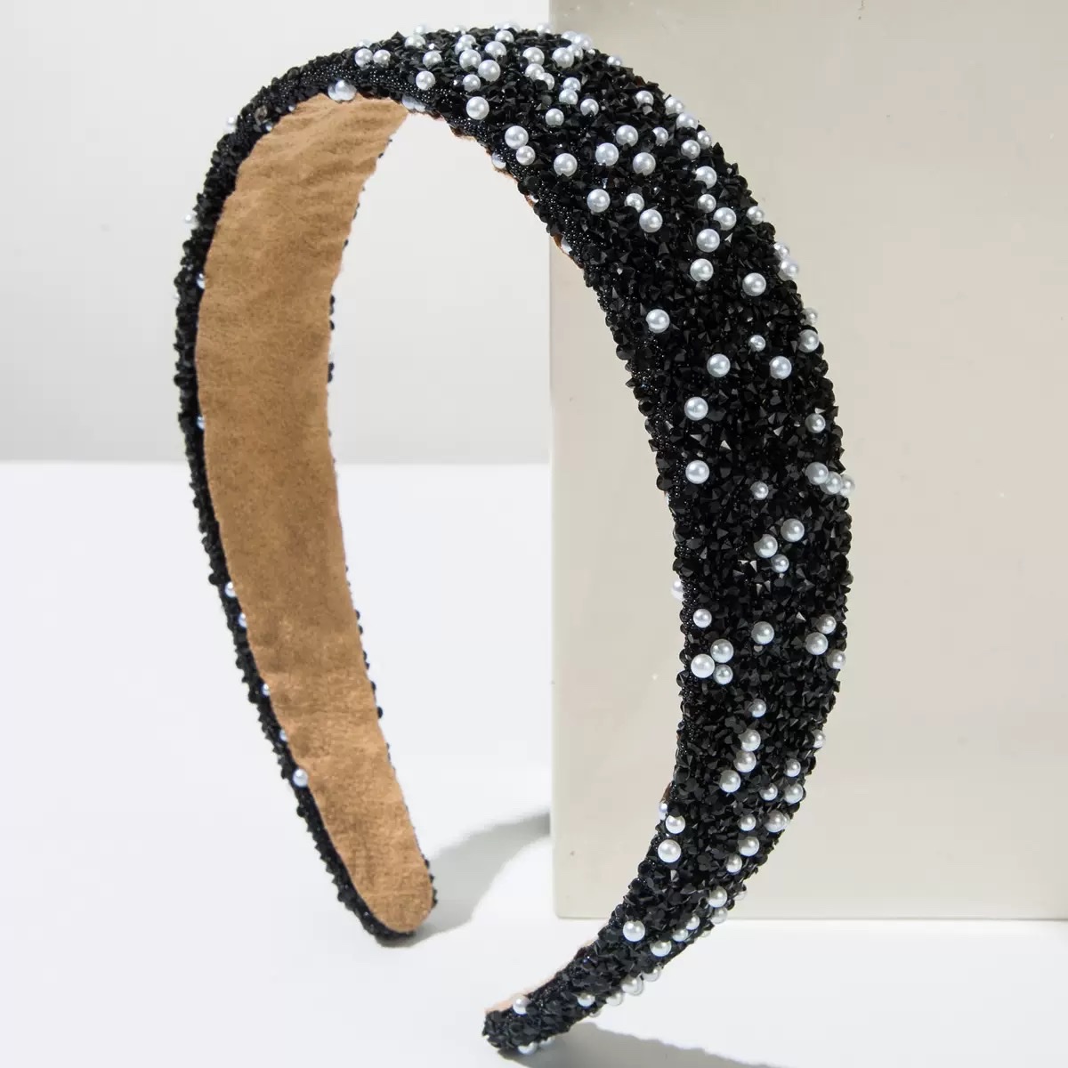 Cross-border new color hair band, pearl full diamond Korean-style super shiny light luxury water diamond headband, niche high-end hair accessory, women's hair band, pearl headband, headband, headband headaccessory detail image 2
