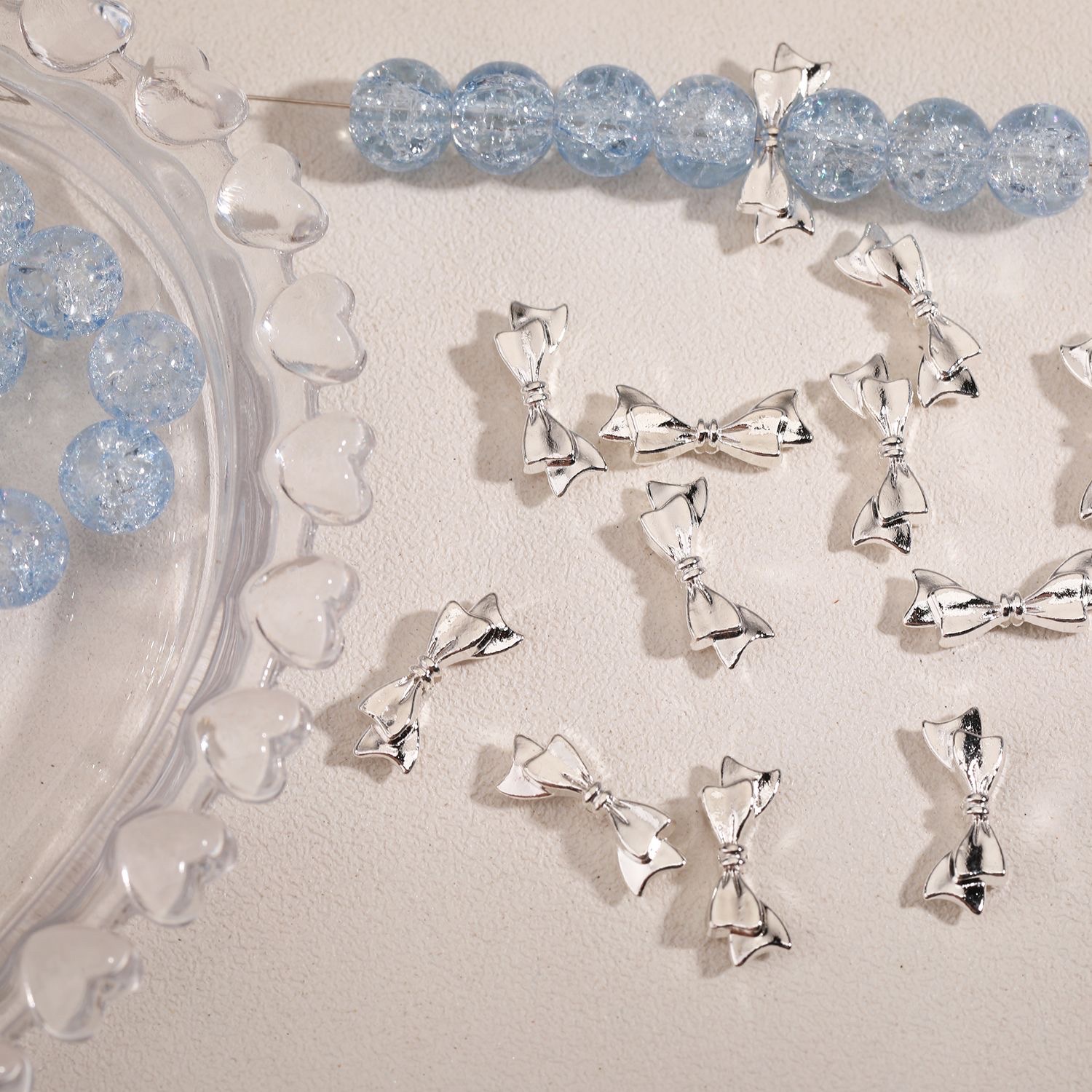 Alloy accessories, vertical hole bow bead pendant, diy jewelry, handcrafted bracelet, necklace, earrings, beaded accessories Specification image