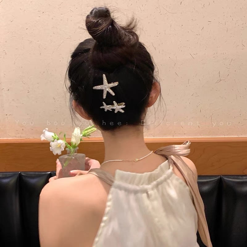 精致海星发夹女款独特侧边刘海一字夹海边配饰高级氛围感星星发饰