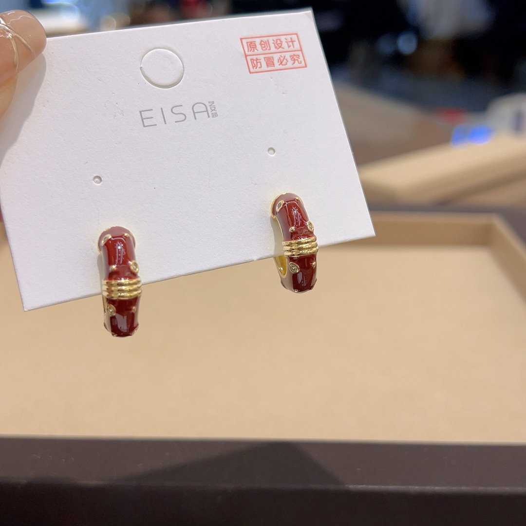 2026红，过年过节婚礼耳饰韩版时尚简约纯色简约复古产品图