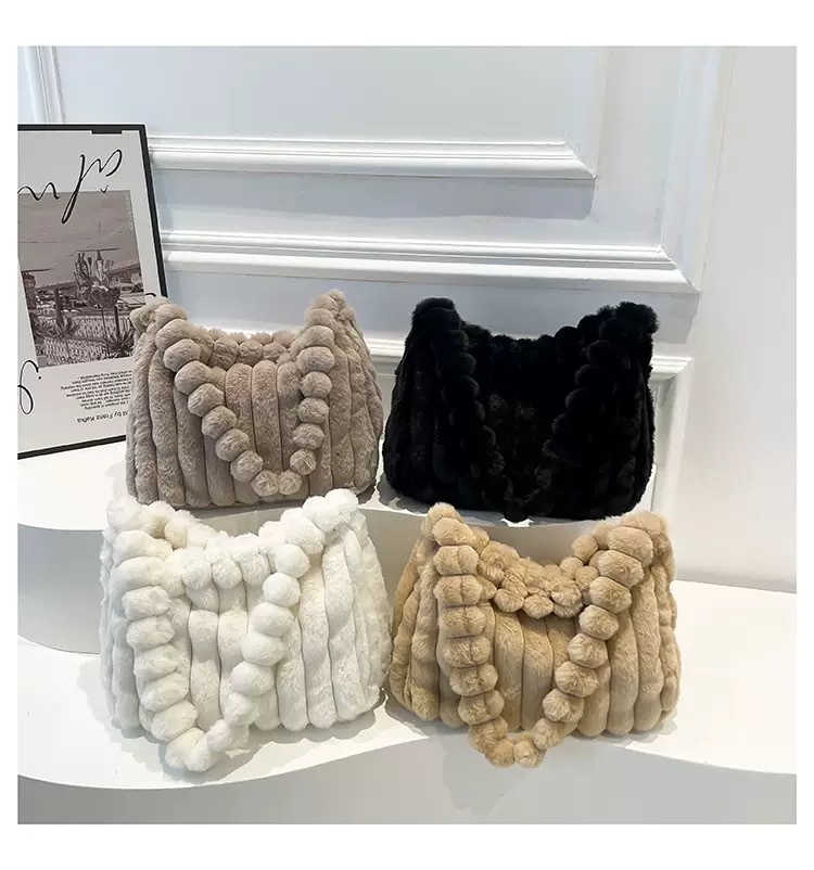 TY6610包包女秋季新款简约潮流纯色托特包大容量毛绒包