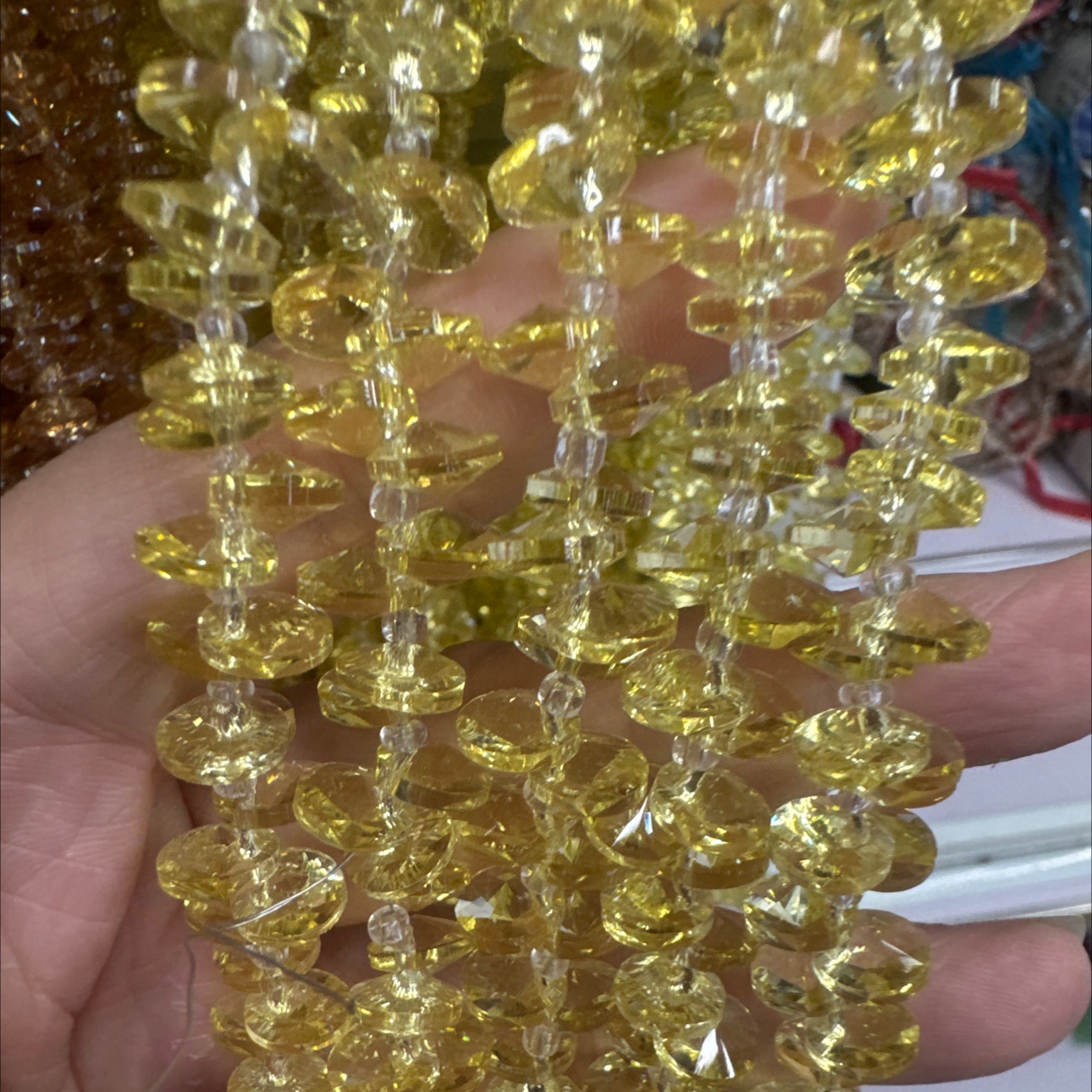 8mm飞碟diy本色水晶黄diy饰品配件琉璃珠珠子