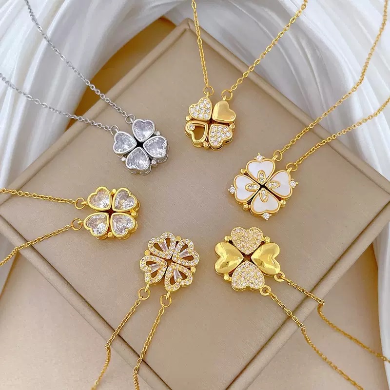 藏传玛瑙锁海螺装饰品淡水珠项链不锈钢吊牌时尚个性配饰白底实物图