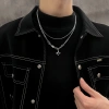 The Mango Star double-layer necklace is a trendy men's sweater chain with a light luxury and niche design sense. It is a hip-hop style collarbone chain accessory for both men and women details Picture