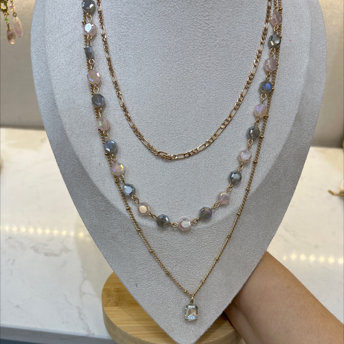 欧美流行水晶多条套项链时尚百搭简约女款项链首饰品送礼新款