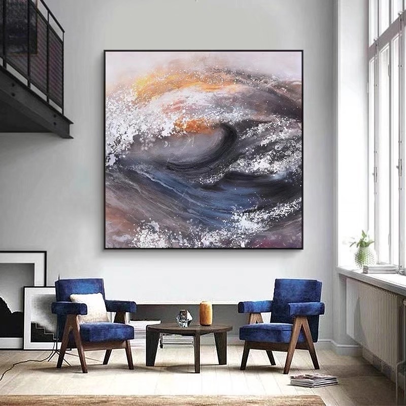 Jiusheng hand-painted Money Tree Oil Painting, Golden Tree Hand-painted Oil Painting, 600*600mm frameless painting, canvas painting, can be done as spray painting, oil painting styles diverse, large quantity discounts, flower oil painting, framed painting, abstract art oil painting decoration Application Scenario