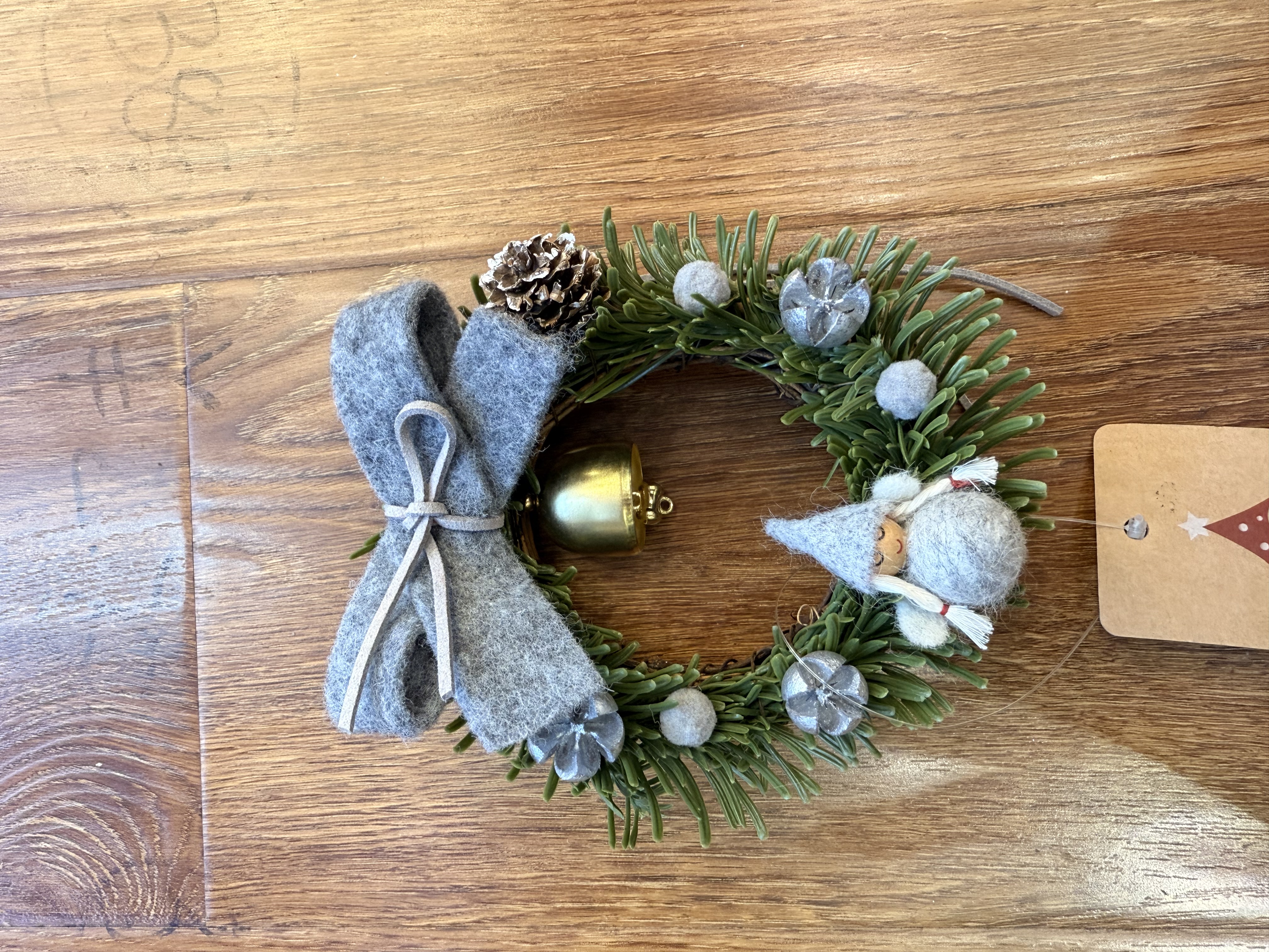 圣诞装饰用品圣诞挂件灰色蝴蝶结小花环圣诞节节日装扮圣诞节用品节日氛围布置