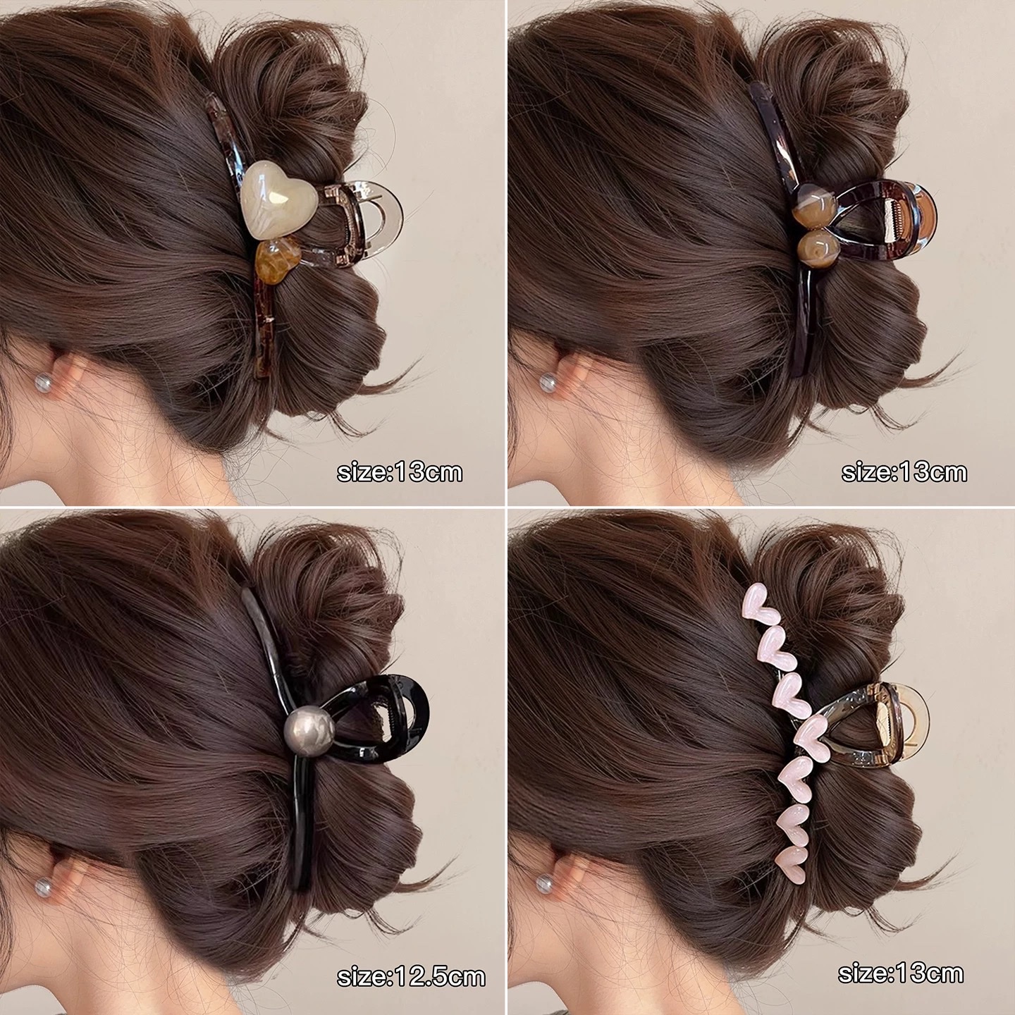 The 2025 new high-end and versatile heart-shaped hair clip, a stylish clip at the back of the head, a shark hair accessory, and a hair clamp headwear