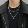 The Mango Star double-layer necklace is a trendy men's sweater chain with a light luxury and niche design sense. It is a hip-hop style collarbone chain accessory for both men and women Item Picture
