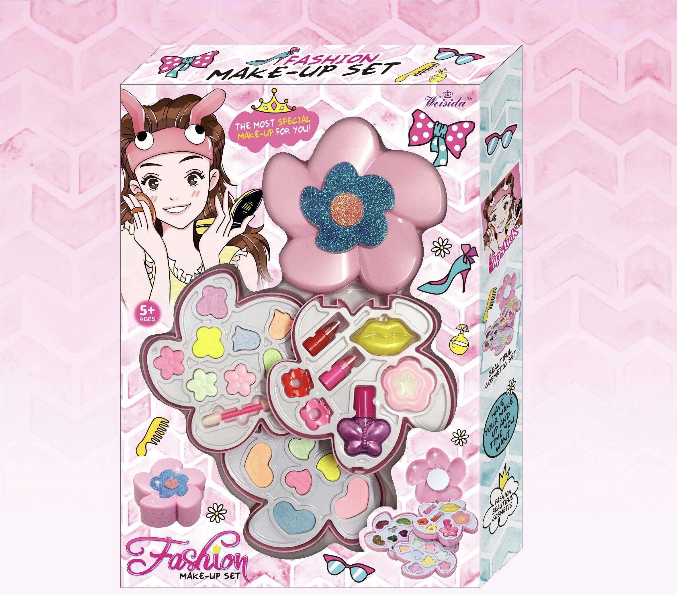 彩妆玩具化妆品穿戴甲眼影套装儿童DIY彩妆创意玩具趣味学习装扮