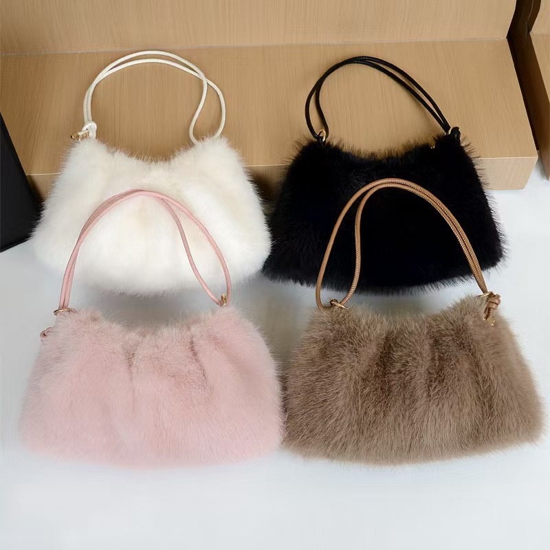 TY6615 Furry Bag for Women's Autumn and Winter, a new fashionable and simple furry single-shoulder bag, a high-quality women's handbag