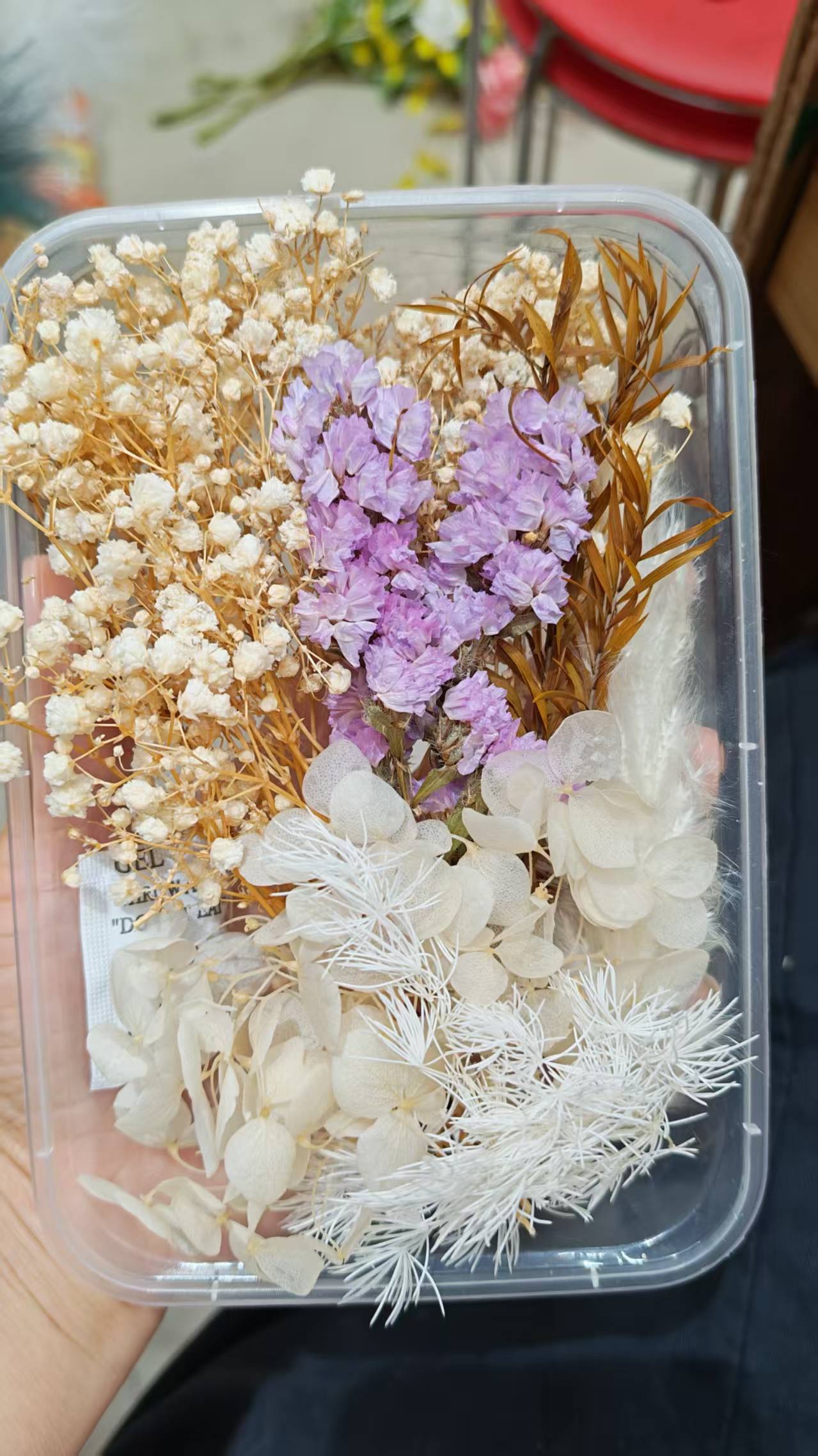 永生花材料包 手工工艺品 干花 装饰 满天星 绣球 勿忘我 水晶草永生花 盒装干花摆设仿真花