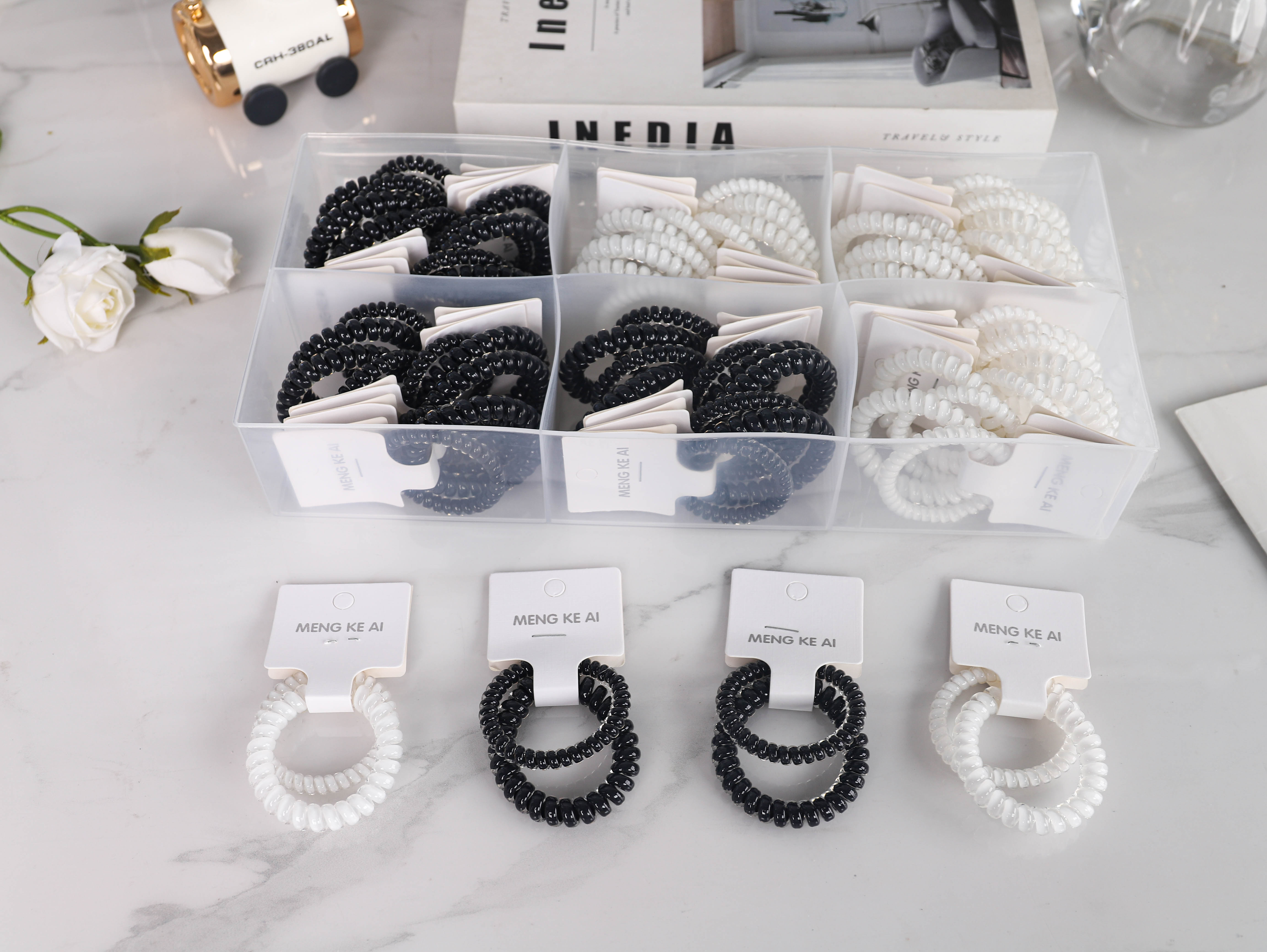 2025 Super Popular hair tie telephone line, black rubber band, simple small size for women, high elasticity thick hair tie and hair band details Picture