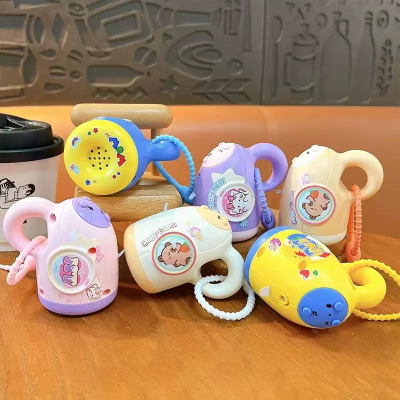 Cartoon horn keychain pendant, fun recording toy key chain, stress-relieving student music machine, small gift keychain